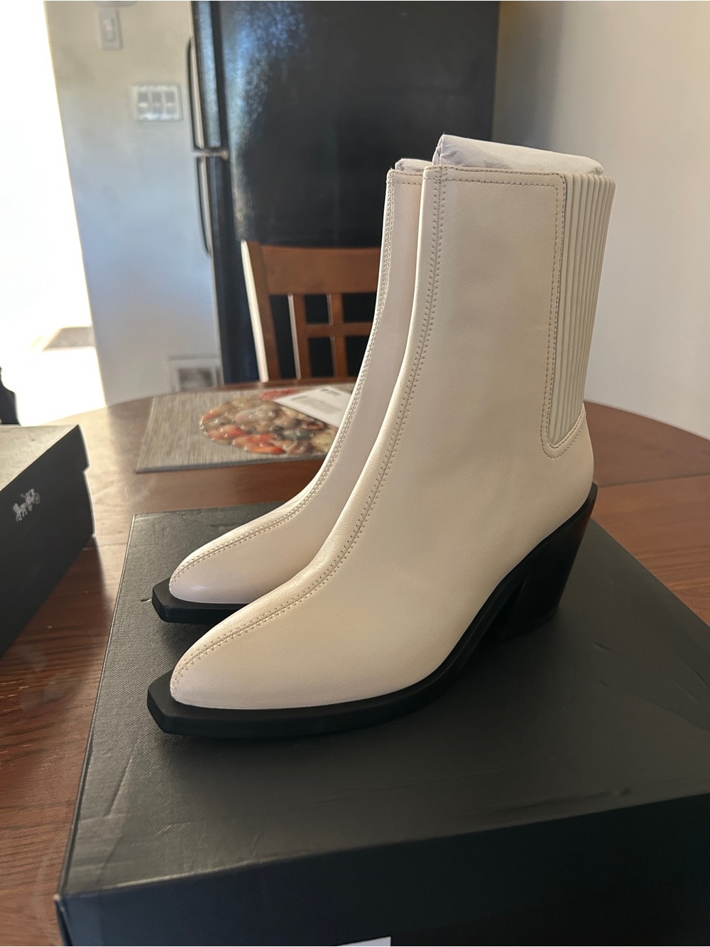 New Coach Women’s White Pointed Ankle Boots - Sleek Fashion Bootie